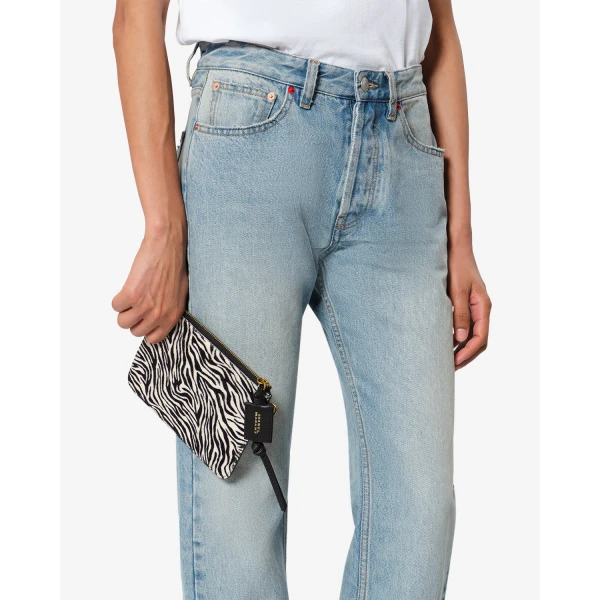 Isabel Marant Oskan Pony Leather Zip Pouch in Zebra | Wallets & Purses | Luxury Shoes 