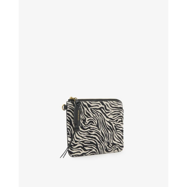 Isabel Marant Oskan Pony Leather Zip Pouch in Zebra | Wallets & Purses | Luxury Shoes 