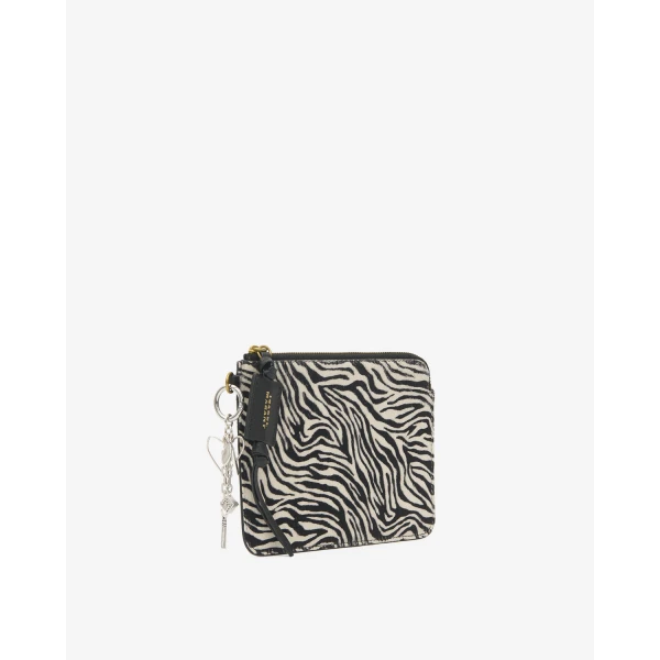 Isabel Marant Oskan Pony Leather Zip Pouch in Zebra | Wallets & Purses | Luxury Shoes 
