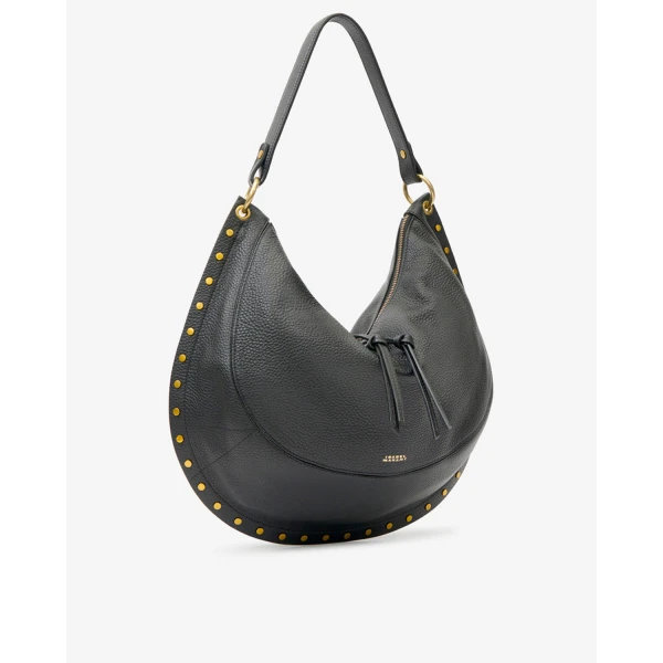 Isabel Marant Oskan Soft L Bag in Grained Leather, Black | Shoulder & Crossbody Bags | Luxury Shoes 