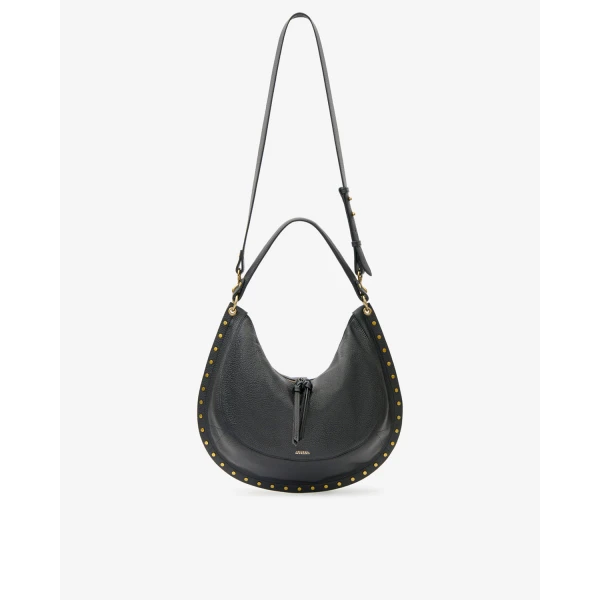 Isabel Marant Oskan Soft L Bag in Grained Leather, Black | Shoulder & Crossbody Bags | Luxury Shoes 