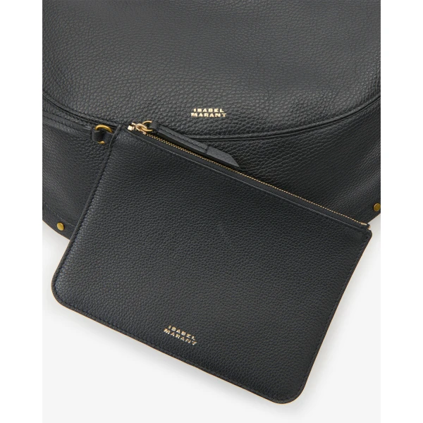 Isabel Marant Oskan Soft L Bag in Grained Leather, Black | Shoulder & Crossbody Bags | Luxury Shoes 