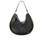 Isabel Marant Oskan Soft L Bag in Grained Leather, Black | Women | Luxury Shoes 