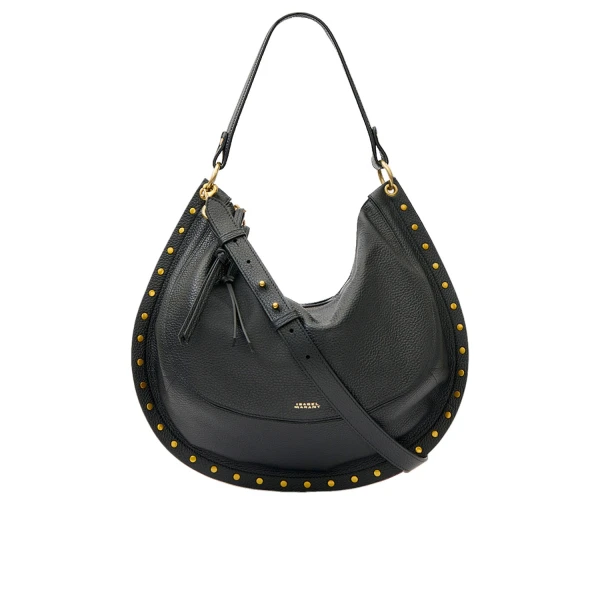 Isabel Marant Oskan Soft L Bag in Grained Leather, Black | Women | Luxury Shoes 