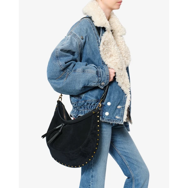 Isabel Marant Oskan Soft L Suede Bag in Black | Shoulder & Crossbody Bags | Luxury Shoes 