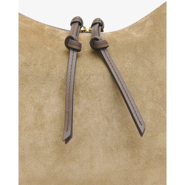Isabel Marant Oskan Soft L Suede Bag in Smoky Taupe | Shoulder & Crossbody Bags | Luxury Shoes 