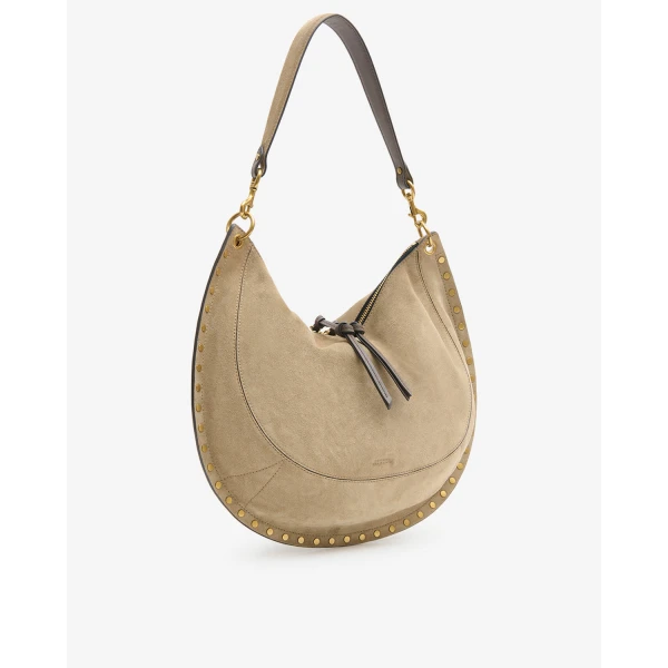 Isabel Marant Oskan Soft L Suede Bag in Smoky Taupe | Shoulder & Crossbody Bags | Luxury Shoes 