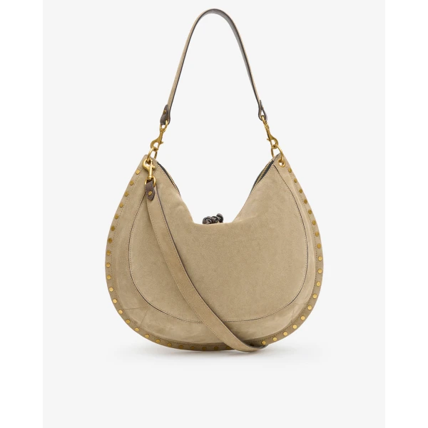 Isabel Marant Oskan Soft L Suede Bag in Smoky Taupe | Shoulder & Crossbody Bags | Luxury Shoes 
