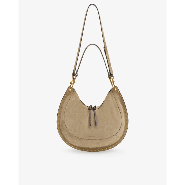 Isabel Marant Oskan Soft L Suede Bag in Smoky Taupe | Shoulder & Crossbody Bags | Luxury Shoes 