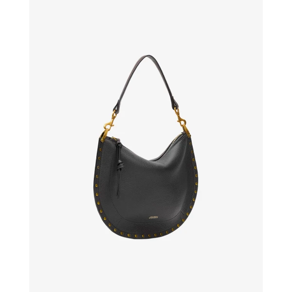 Isabel Marant Oskan Soft Zip Bag in Grained Leather, Black | Shoulder & Crossbody Bags | Luxury Shoes 