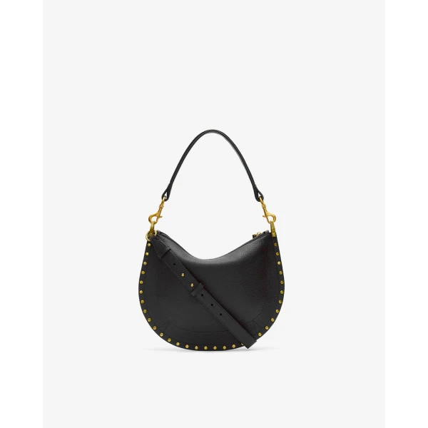 Isabel Marant Oskan Soft Zip Bag in Grained Leather, Black | Shoulder & Crossbody Bags | Luxury Shoes 