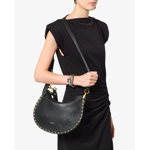 Isabel Marant Oskan Soft Zip Bag in Grained Leather, Black | Shoulder & Crossbody Bags | Luxury Shoes 