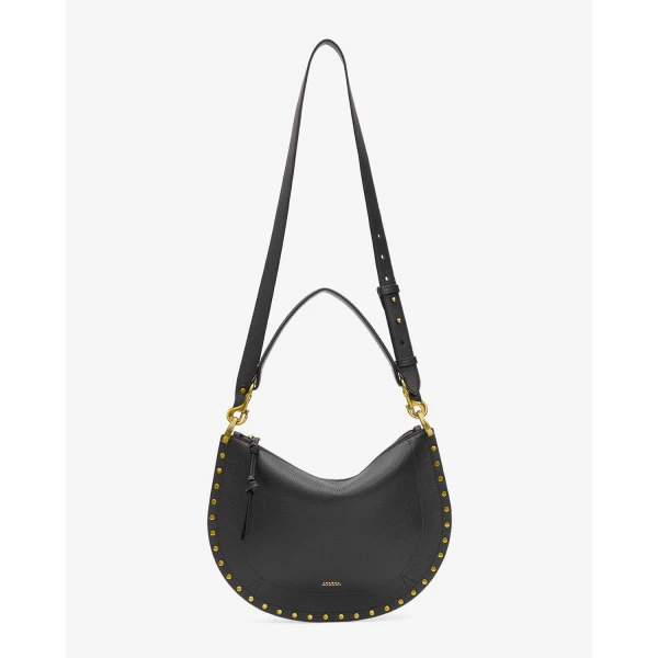 Isabel Marant Oskan Soft Zip Bag in Grained Leather, Black | Shoulder & Crossbody Bags | Luxury Shoes 