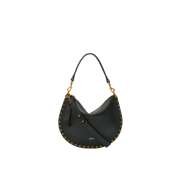 Isabel Marant Oskan Soft Zip Bag in Grained Leather, Black | Women | Luxury Shoes 