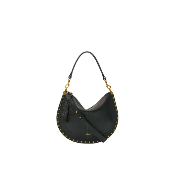 Isabel Marant Oskan Soft Zip Bag in Grained Leather, Black | Women | Luxury Shoes 