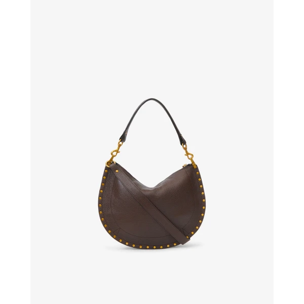 Isabel Marant Oskan Soft Zip Bag in Grained Leather, Coffee | Shoulder & Crossbody Bags | Luxury Shoes 