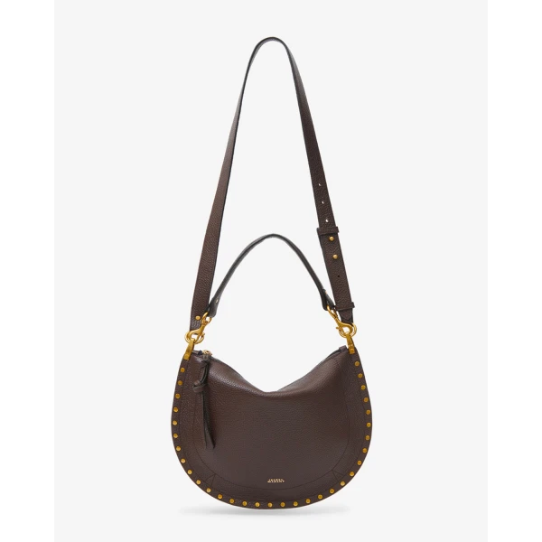 Isabel Marant Oskan Soft Zip Bag in Grained Leather, Coffee | Shoulder & Crossbody Bags | Luxury Shoes 