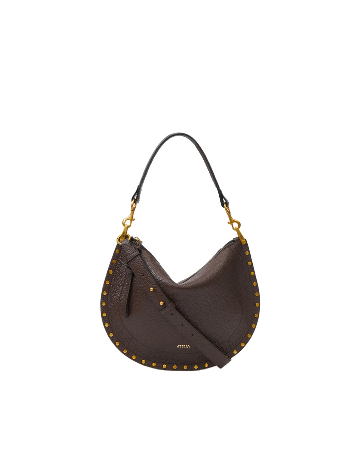 Isabel Marant Oskan Soft Zip Bag in Grained Leather, Coffee Isabel Marant Oskan Soft Zip Bag in Grained Leather, Coffee | Women | Luxury Shoes