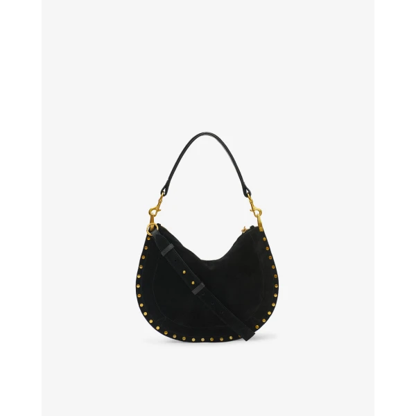 Isabel Marant Oskan Soft Zip Bag in Suede Leather, Black | Shoulder & Crossbody Bags | Luxury Shoes 