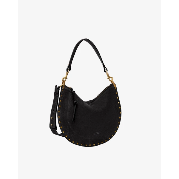 Isabel Marant Oskan Soft Zip Bag in Suede Leather, Black | Shoulder & Crossbody Bags | Luxury Shoes 