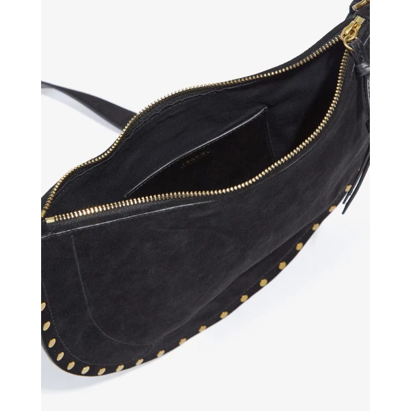 Isabel Marant Oskan Soft Zip Bag in Suede Leather, Black | Shoulder & Crossbody Bags | Luxury Shoes 