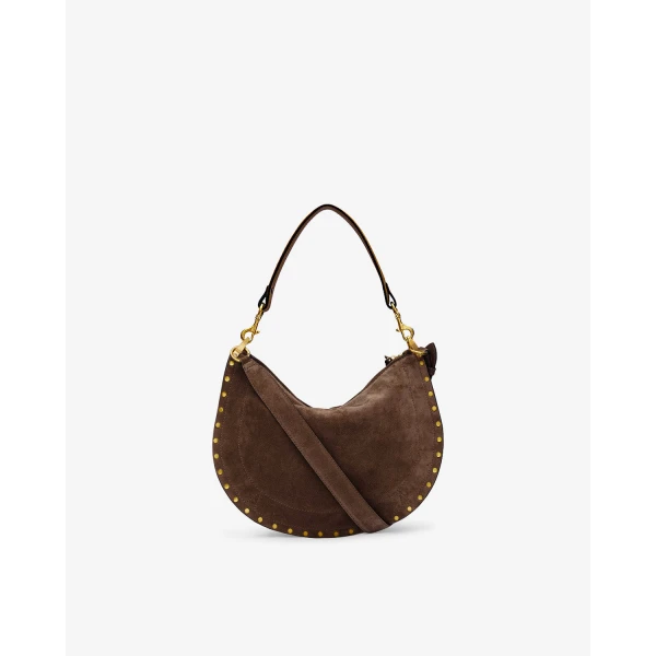 Isabel Marant Oskan Soft Zip Bag in Suede Leather, Coffee | Shoulder & Crossbody Bags | Luxury Shoes 