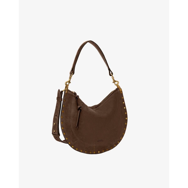 Isabel Marant Oskan Soft Zip Bag in Suede Leather, Coffee | Shoulder & Crossbody Bags | Luxury Shoes 