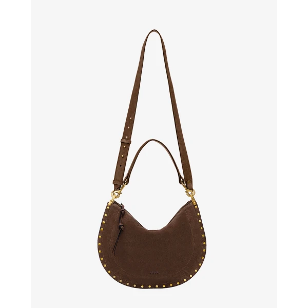 Isabel Marant Oskan Soft Zip Bag in Suede Leather, Coffee | Shoulder & Crossbody Bags | Luxury Shoes 