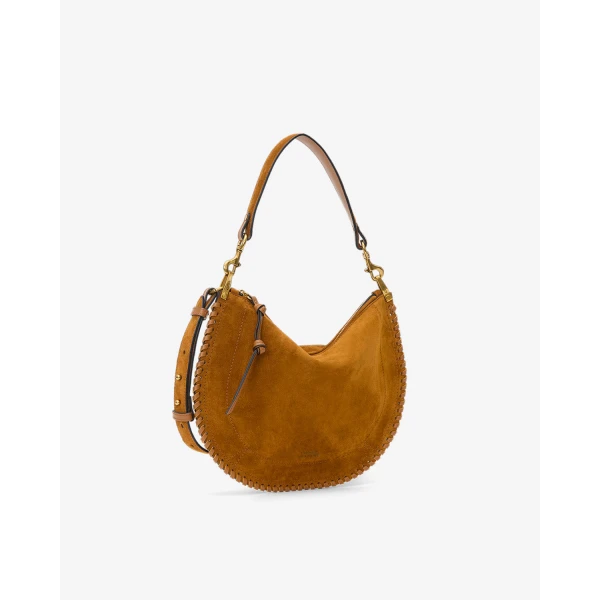 Isabel Marant Oskan Soft Zip Bag in Suede Leather, Cognac | Shoulder & Crossbody Bags | Luxury Shoes 