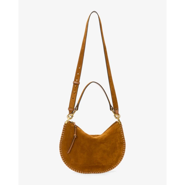 Isabel Marant Oskan Soft Zip Bag in Suede Leather, Cognac | Shoulder & Crossbody Bags | Luxury Shoes 