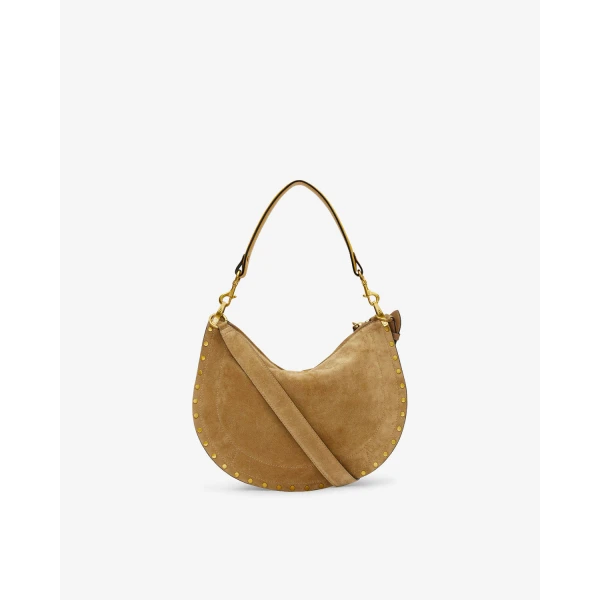 Isabel Marant Oskan Soft Zip Bag in Suede Leather, Taupe | Shoulder & Crossbody Bags | Luxury Shoes 