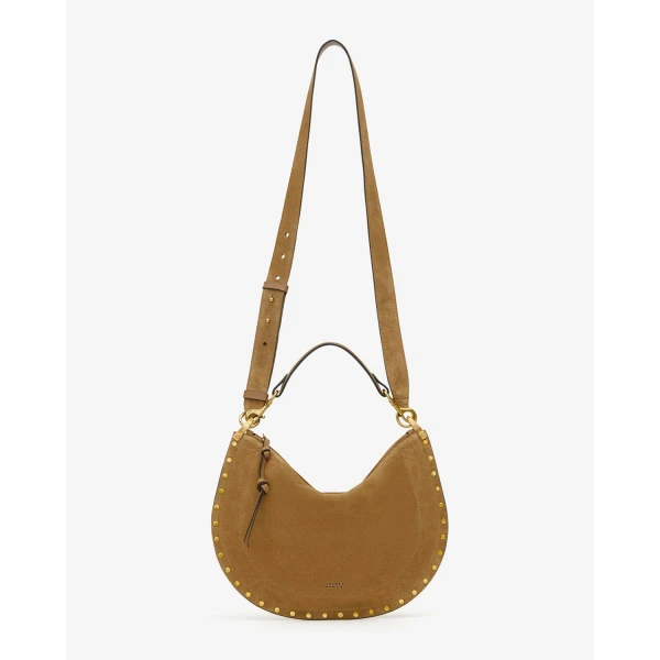 Isabel Marant Oskan Soft Zip Bag in Suede Leather, Taupe | Shoulder & Crossbody Bags | Luxury Shoes 