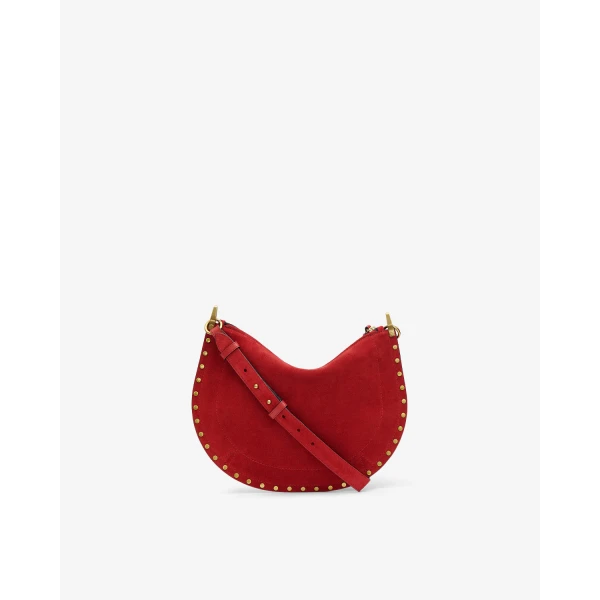 Isabel Marant Oskan Soft Zip Bag in Suede Leather in Scarlet Red | Shoulder & Crossbody Bags | Luxury Shoes 