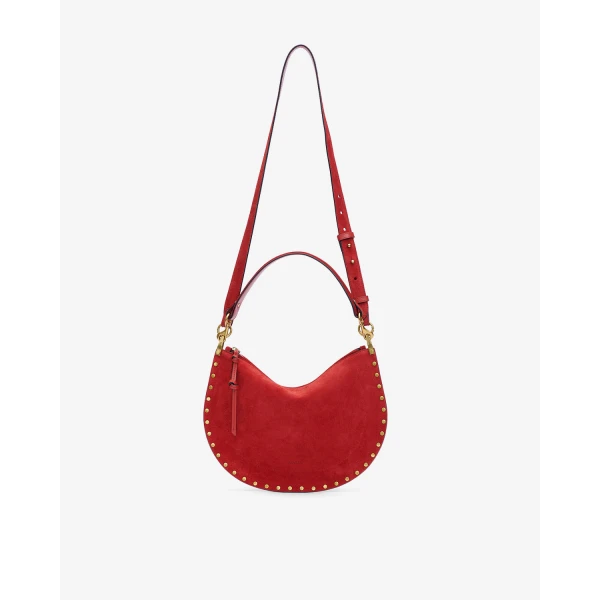 Isabel Marant Oskan Soft Zip Bag in Suede Leather in Scarlet Red | Shoulder & Crossbody Bags | Luxury Shoes 