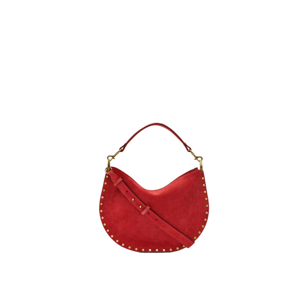 Isabel Marant Oskan Soft Zip Bag in Suede Leather, Scarlet Red | Women | Luxury Shoes 