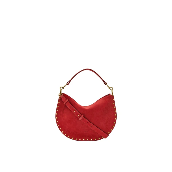 Isabel Marant Oskan Soft Zip Bag in Suede Leather, Scarlet Red | Women | Luxury Shoes 