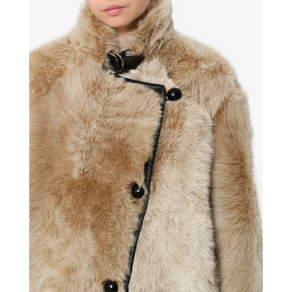 Isabel Marant Rema Shearling Coat in Ecru | Coats | Luxury Shoes 