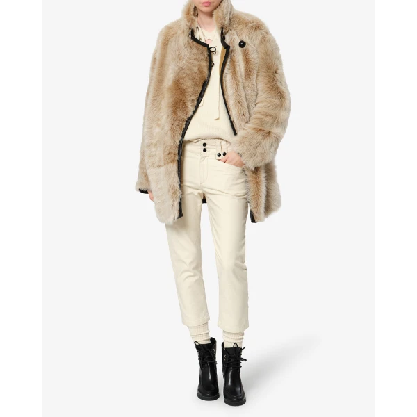 Isabel Marant Rema Shearling Coat in Ecru | Coats | Luxury Shoes 