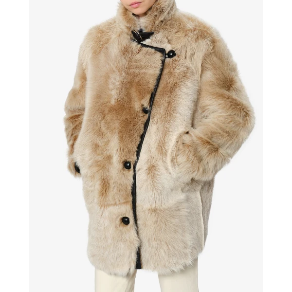 Isabel Marant Rema Shearling Coat in Ecru | Coats | Luxury Shoes 
