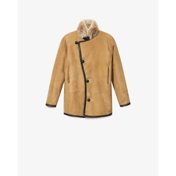 Isabel Marant Rema Shearling Coat in Ecru | Coats | Luxury Shoes 