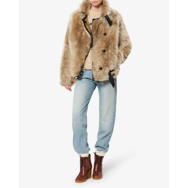 Isabel Marant Roama Shearling Coat in Ecru | Coats | Luxury Shoes 