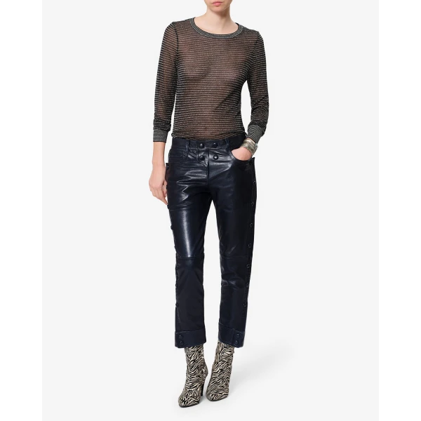 Isabel Marant Rolinda Leather Pants in Dark Navy | Pants | Luxury Shoes 