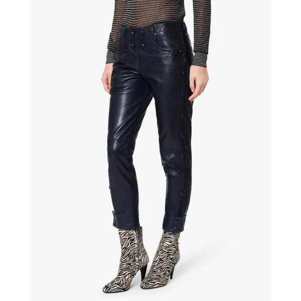 Isabel Marant Rolinda Leather Pants in Dark Navy | Pants | Luxury Shoes 