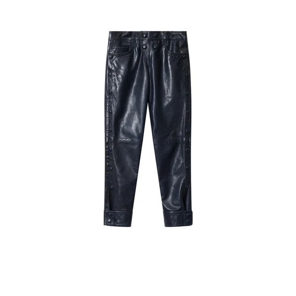 Isabel Marant Rolinda Leather Pants in Dark Navy | Women | Luxury Shoes 