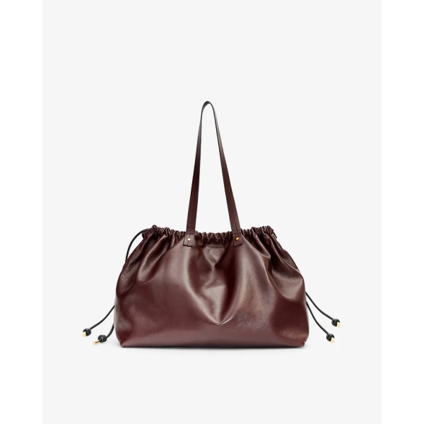Isabel Marant Silven Leather Tote in Burgundy | Totes & Top-Handle Bags | Luxury Shoes 