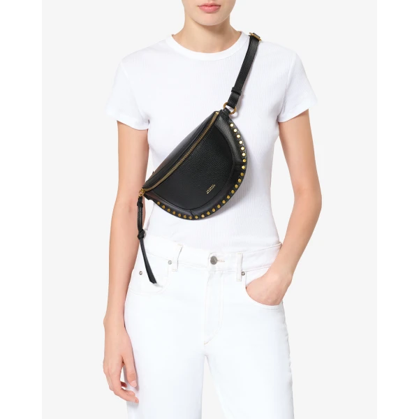 Isabel Marant Skano Belt Bag in Grained Leather, Black | Belt Bags | Luxury Shoes 