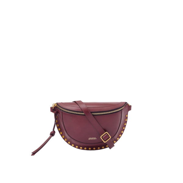 Isabel Marant Skano Belt Bag in Leather, Burgundy | Women | Luxury Shoes 