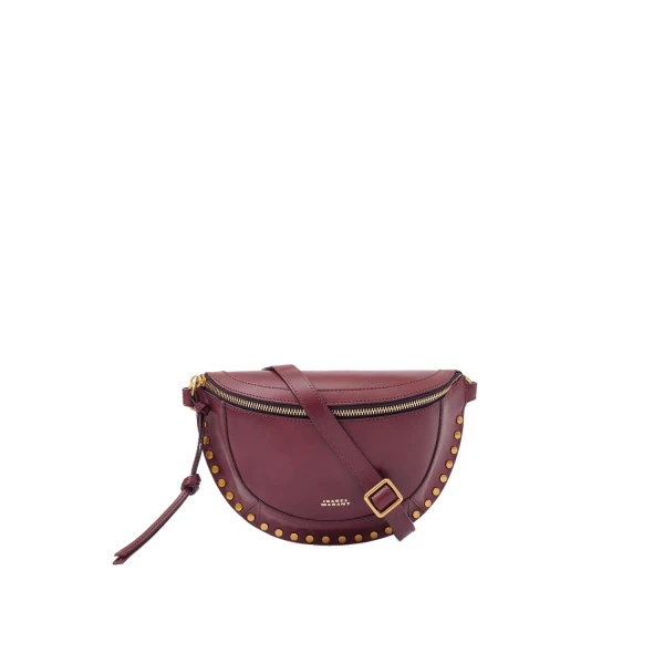 Isabel Marant Skano Belt Bag in Leather, Burgundy | Women | Luxury Shoes 