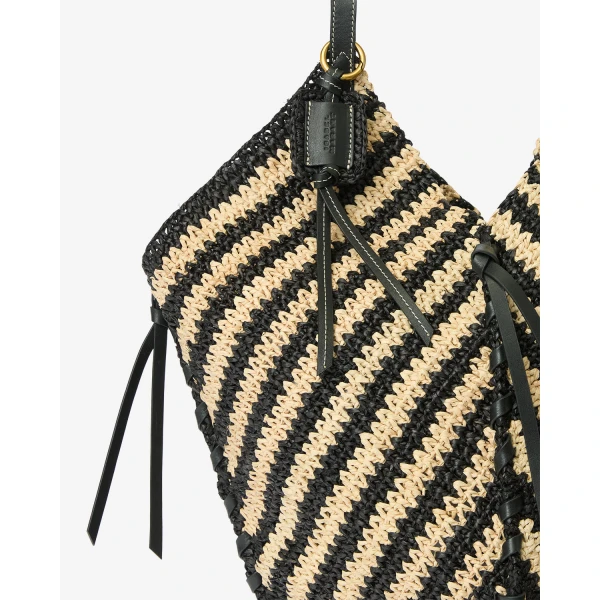 Isabel Marant Tampa Bag in Black and Natural | Shoulder & Crossbody Bags | Luxury Shoes 