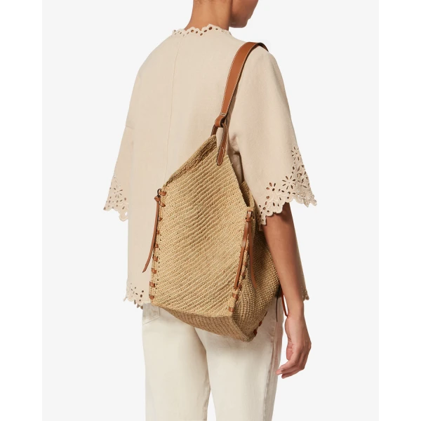 Isabel Marant Tampa Bag in Natural and Cognac | Shoulder & Crossbody Bags | Luxury Shoes 